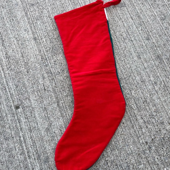 Vintage Needlepoint Cross stitch Tree Christmas Stocking Wool Velvet 20” Papa - Picture 4 of 4